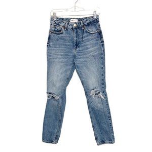 ZARA Mom jeans Denim ripped knee Size 4 High rise